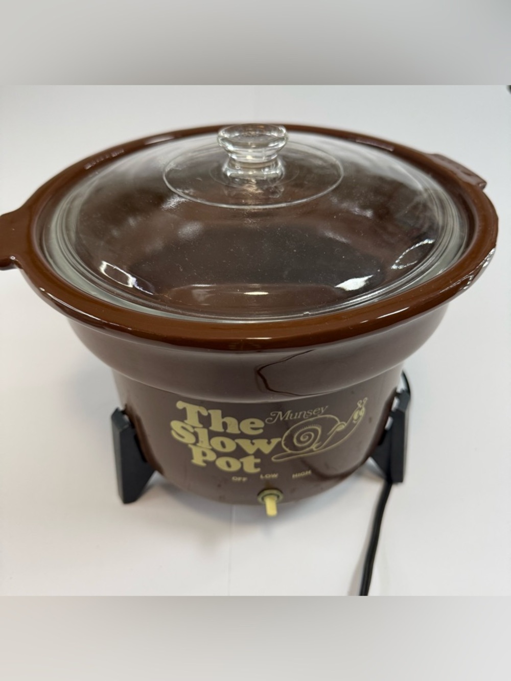 Vintage The Slow Pot Brown Electric Slow Cooker with Glass Lid TESTED & WORKING